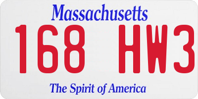 MA license plate 168HW3