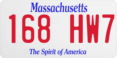 MA license plate 168HW7