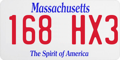 MA license plate 168HX3
