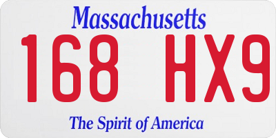 MA license plate 168HX9