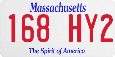 MA license plate 168HY2