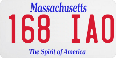 MA license plate 168IA0