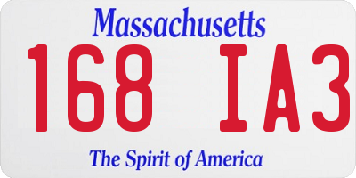 MA license plate 168IA3