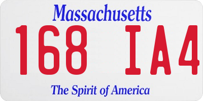 MA license plate 168IA4