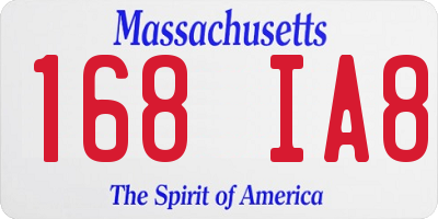 MA license plate 168IA8
