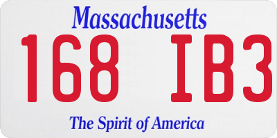 MA license plate 168IB3