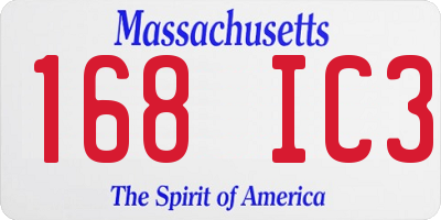 MA license plate 168IC3