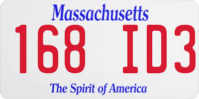 MA license plate 168ID3
