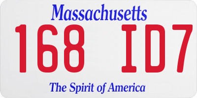 MA license plate 168ID7