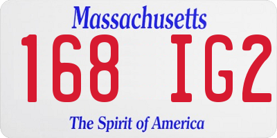 MA license plate 168IG2