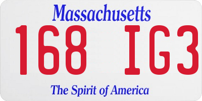 MA license plate 168IG3