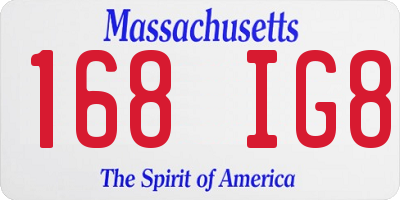 MA license plate 168IG8