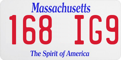 MA license plate 168IG9