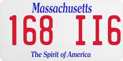 MA license plate 168II6