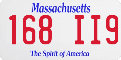 MA license plate 168II9