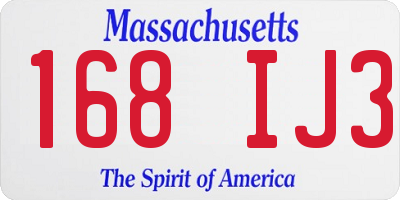 MA license plate 168IJ3