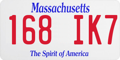MA license plate 168IK7