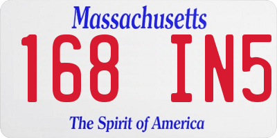 MA license plate 168IN5
