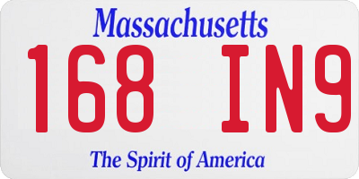 MA license plate 168IN9