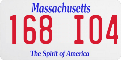MA license plate 168IO4