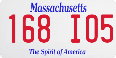 MA license plate 168IO5