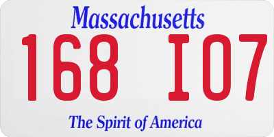 MA license plate 168IO7