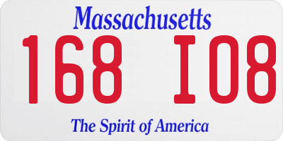MA license plate 168IO8