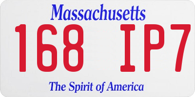 MA license plate 168IP7