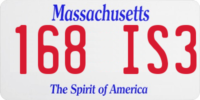 MA license plate 168IS3