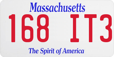 MA license plate 168IT3