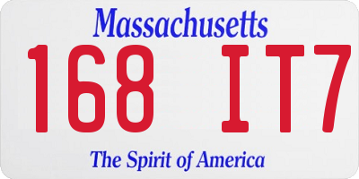 MA license plate 168IT7