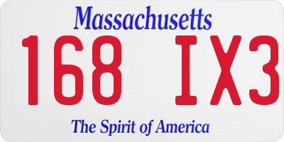 MA license plate 168IX3
