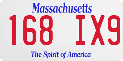 MA license plate 168IX9