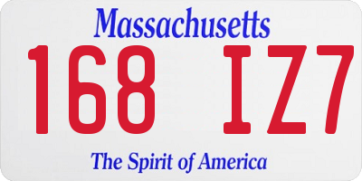 MA license plate 168IZ7