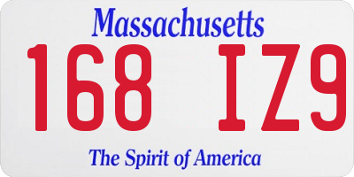 MA license plate 168IZ9