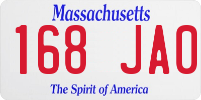 MA license plate 168JA0