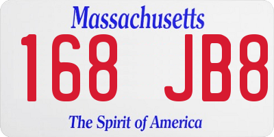 MA license plate 168JB8