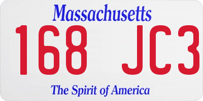 MA license plate 168JC3