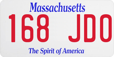 MA license plate 168JD0