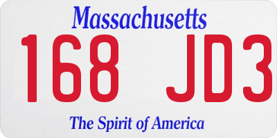 MA license plate 168JD3