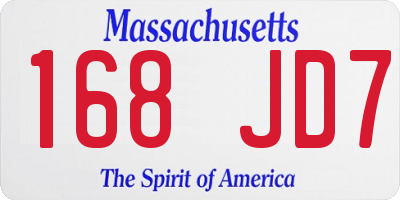 MA license plate 168JD7