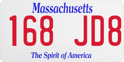 MA license plate 168JD8