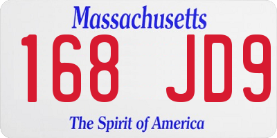 MA license plate 168JD9