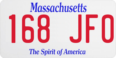 MA license plate 168JF0