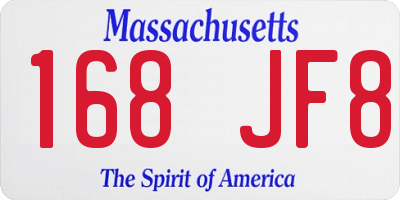 MA license plate 168JF8
