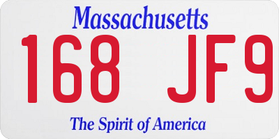 MA license plate 168JF9