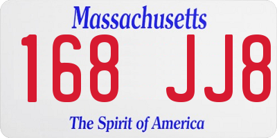 MA license plate 168JJ8