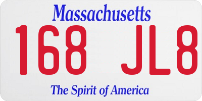 MA license plate 168JL8