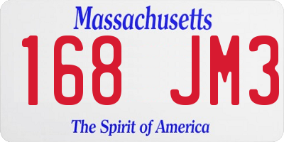 MA license plate 168JM3