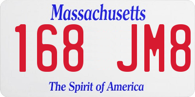 MA license plate 168JM8